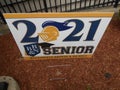 2021 BBN Senior graduation sign, Prospect Street, Cambridge, MA, USA Royalty Free Stock Photo